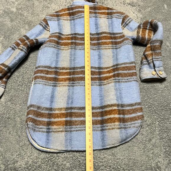 Aritzia Wilfred Free Ganna Shirt Jacket Womens Small Wool Blend Blue Shacket - Picture 8 of 8